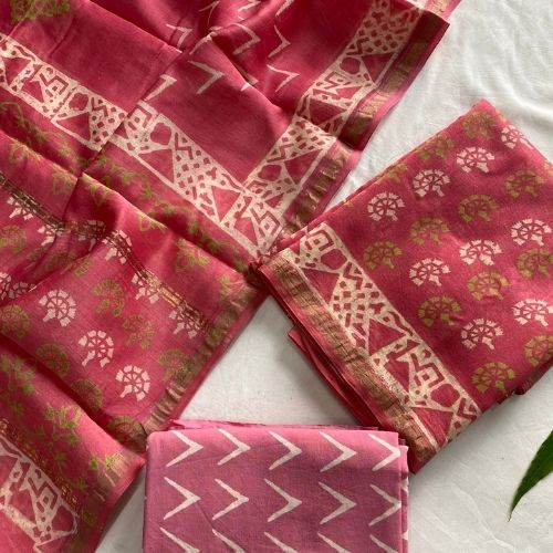 Graceful Pink Chanderi Silk Suit with Dupatta for Women