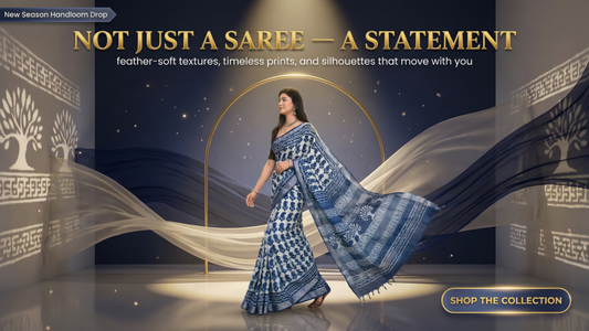 Indigo Sarees: The Timeless Blue That Weaves Heritage, Sustainability & Modern Elegance