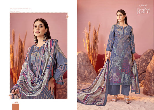 Elegant Unstitched Cotton Suit (lavender grey)