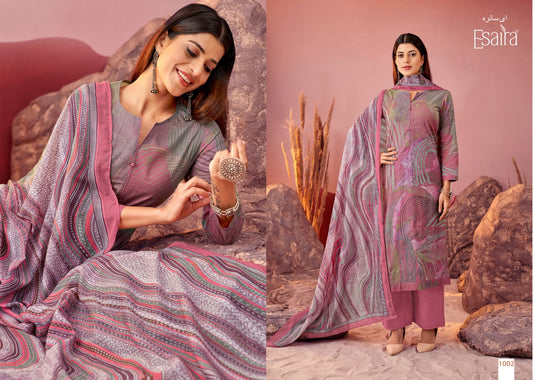 Elegant Unstitched Cotton Suit (Dusty Rose)