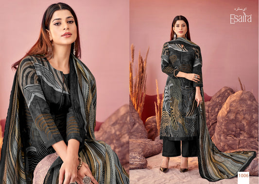 Elegant Unstitched Cotton Suit (Dark Grey)