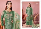 Elegant Unstitched Cotton Suit (Olive Green)