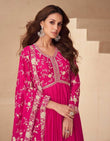 Fuchsia Pink Embroidered Georgette Anarkali Gown with Dupatta