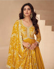 Golden Mustard Chinnon Silk Anarkali Set with Embroidered Dupatta