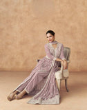 Lavender Embroidered Real Georgette Anarkali Set with Chinnon Dupatta

