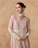 Dusty Pink Embroidered Anarkali Suit in Real Georgette