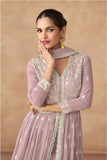 Dusty Pink Embroidered Anarkali Suit in Real Georgette