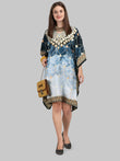 Blue & Gold Designer Kaftan Dress for Women
