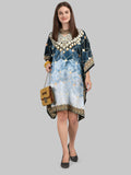 Blue & Gold Designer Kaftan Dress for Women