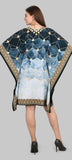 Blue & Gold Designer Kaftan Dress for Women