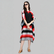 Black Red Striped Kaftan Kurti Dress for Women