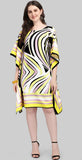 Yellow Printed Modern Kaftan Dress for Women