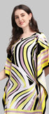 Yellow Printed Modern Kaftan Dress for Women