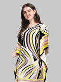 Yellow Printed Modern Kaftan Dress for Women