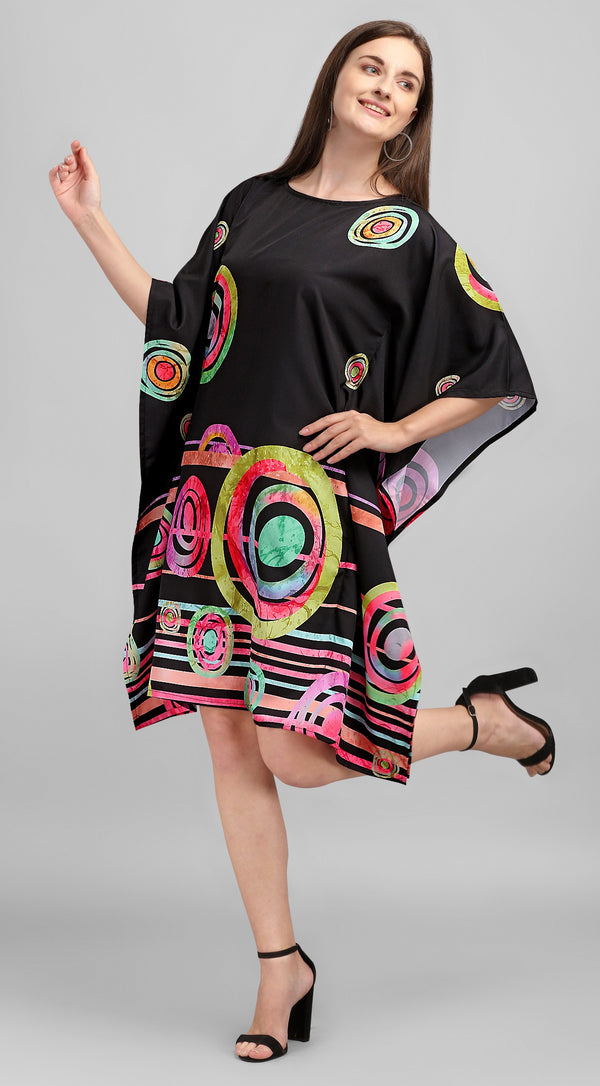 Black Multicolor Modern Kaftan Dress for Women