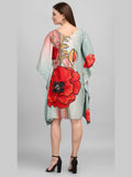 Sage Green Women’s Kaftan Dress with Floral Print