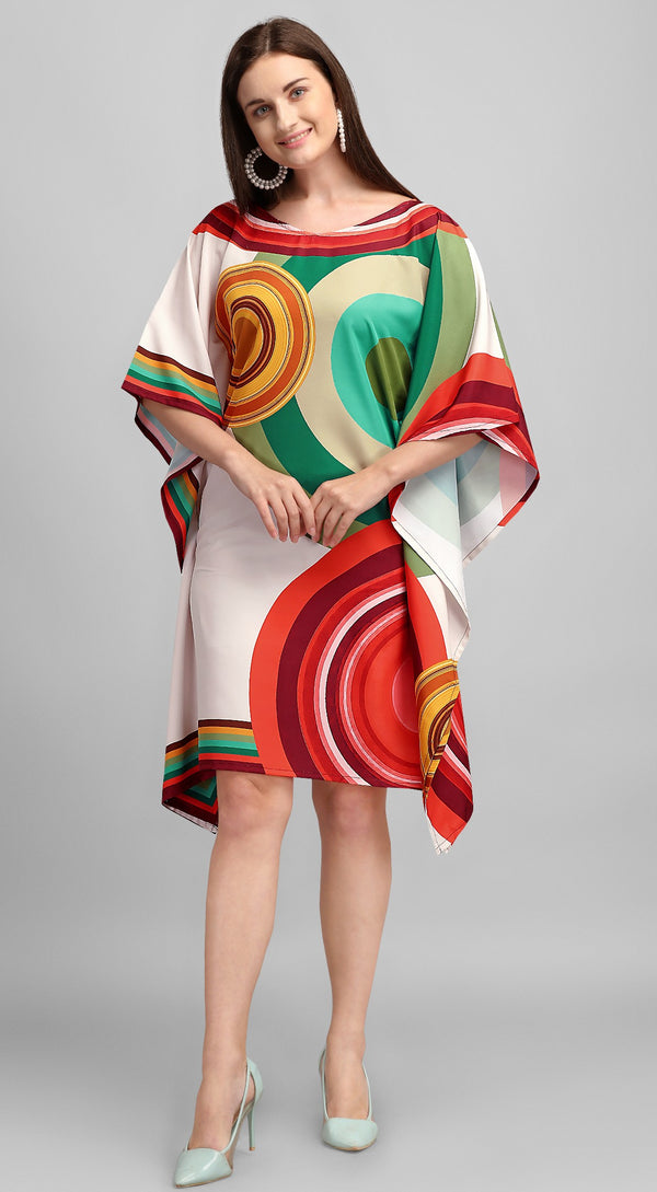 Multicolor Women’s Kaftan Dress with Abstract Print