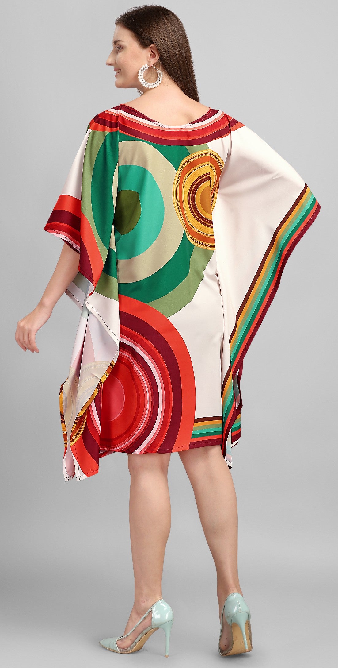 Multicolor Women’s Kaftan Dress with Abstract Print