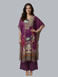 Wine Purple Designer Kaftan Suit Set for Women