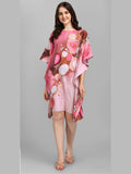 Pink Women’s Kaftan Dress with Abstract Print Design