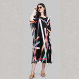 Black Multicolor Designer Kaftan Kurti for Women