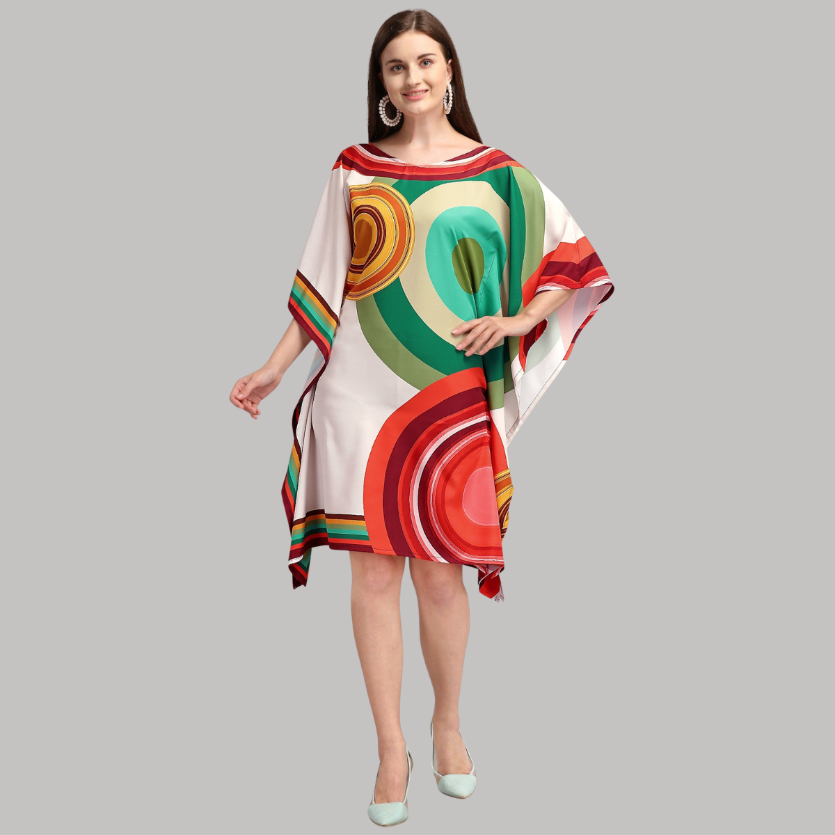 Multicolor Women’s Kaftan Dress with Abstract Print