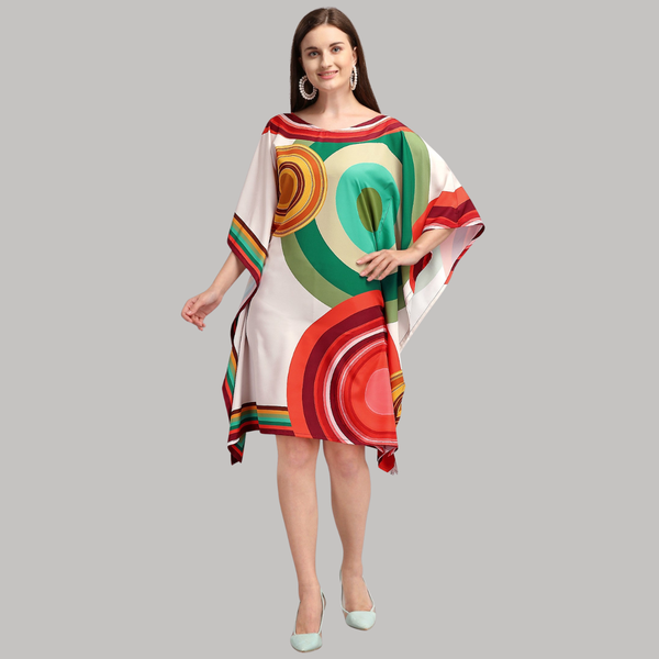 Multicolor Women’s Kaftan Dress with Abstract Print