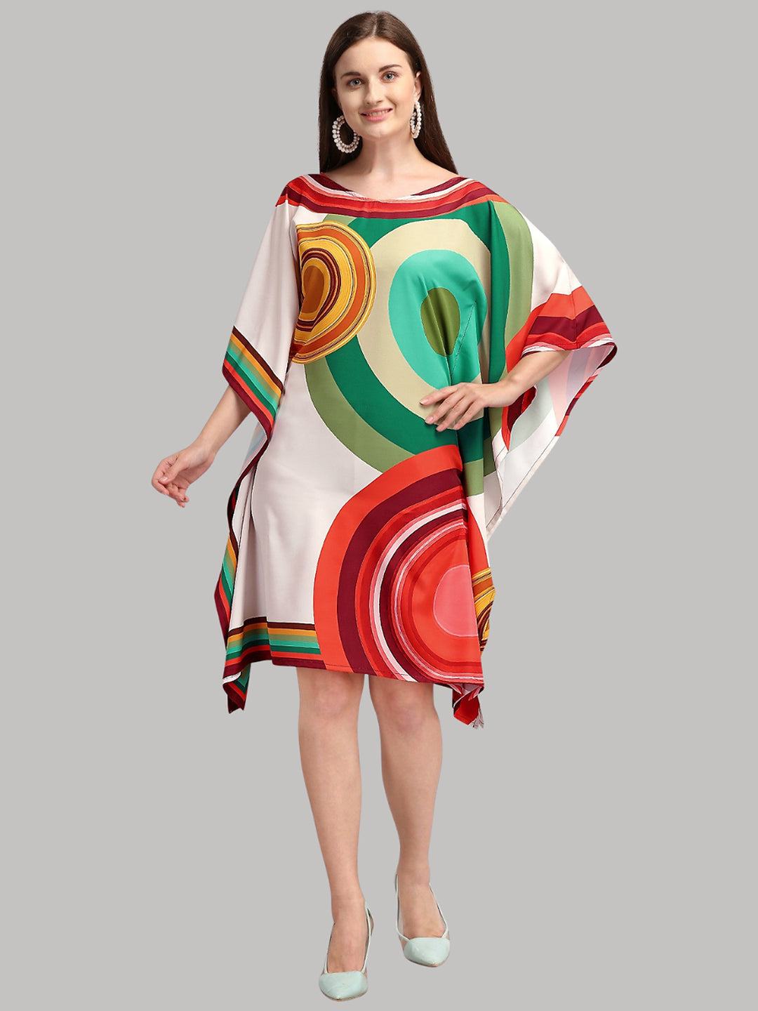 Multicolor Women’s Kaftan Dress with Abstract Print