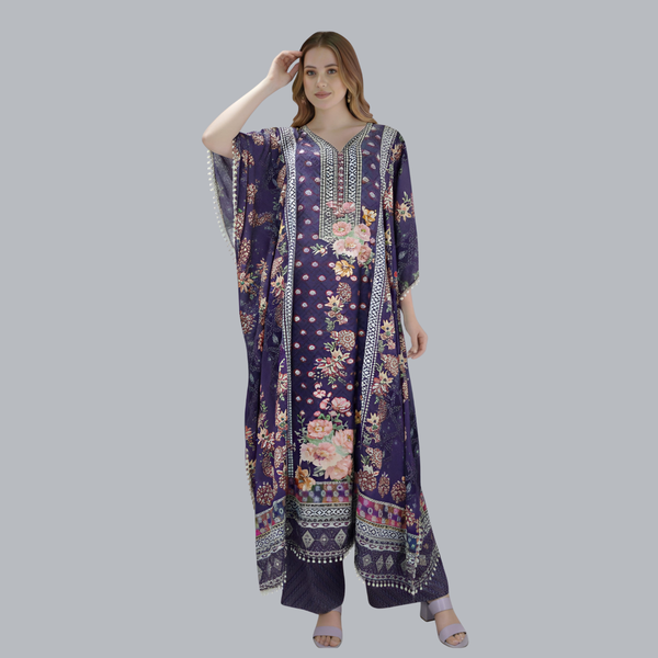 Elegant Purple Designer Kaftan Suit Set