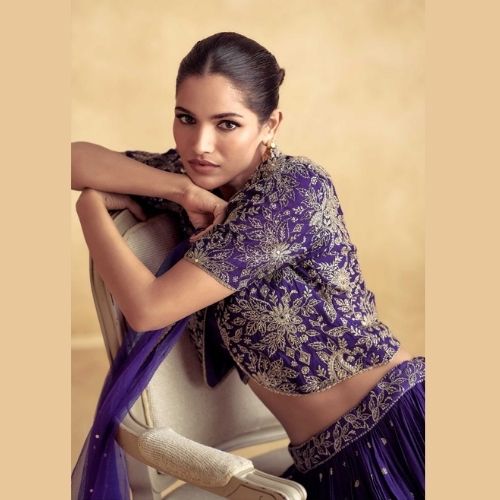 Royal Purple Embroidered Party Wear Lehenga with Jacket