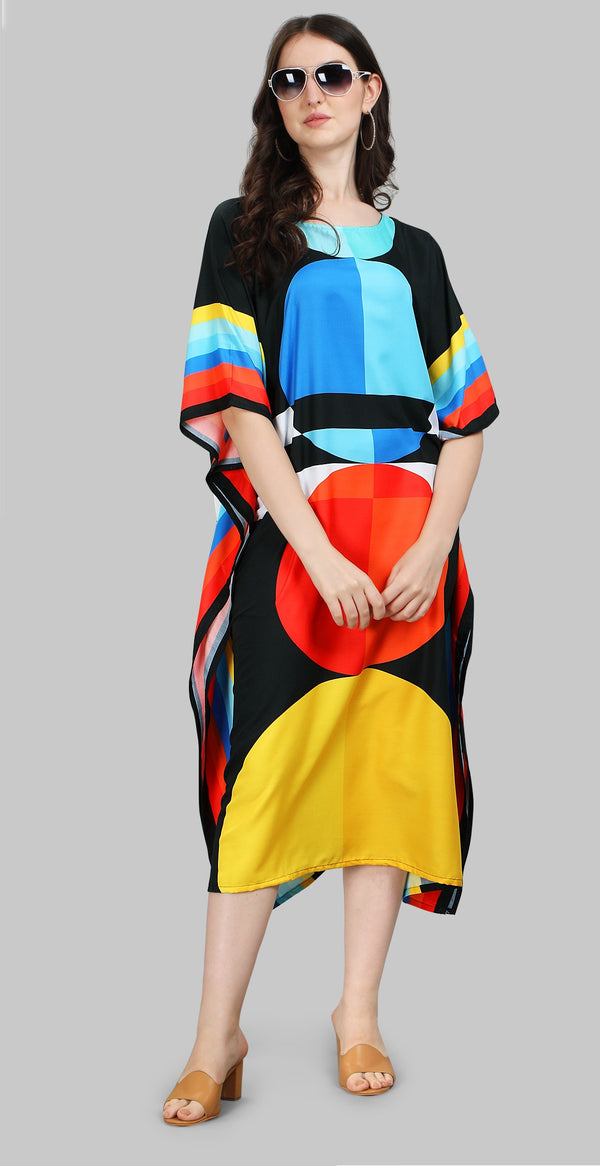 Black Multicolor Designer Kaftan Kurti for Women