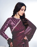 Purple Satin Silk Party Wear Saree with Stone & Sequence Work