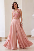 Blush Pink Embroidered Indo Western Designer Palazzo Set