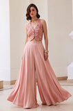 Blush Pink Embroidered Indo Western Designer Palazzo Set