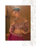 Magenta Heavy Designer Georgette Lehenga with Embroidered Shrug