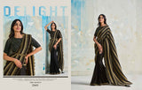 Elegant Black and Gold Striped Designer Saree with Foiled Stripes & Crushed Detail