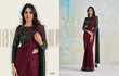 Wine Satin Silk Crepe Ready Saree with Sequin Work & Blouse from www.fashionpur.com
