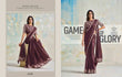 Wine Brown Satin Silk Saree with Embroidered Blouse - Ready to wear