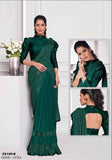 Royal Emerald Green Lycra Saree with Sequins Embroidery & Designer Full-Sleeve Blouse