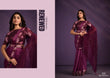 Plum Purple Crepe Satin Silk Saree with Embellished Blouse & Belt