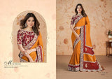 Orange and Red Opulent Mirage Upada Silk Saree with Embroidered Blouse