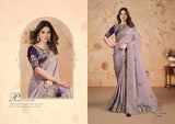 Purple Purple Fantasy Satin Silk Saree with Embroidered Blouse