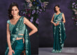 Emerald Green Crepe Satin Silk Saree with Embroidered Blouse & Belt