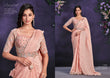 Blush Pink Crush Satin Silk Saree with Embroidered Blouse & Belt