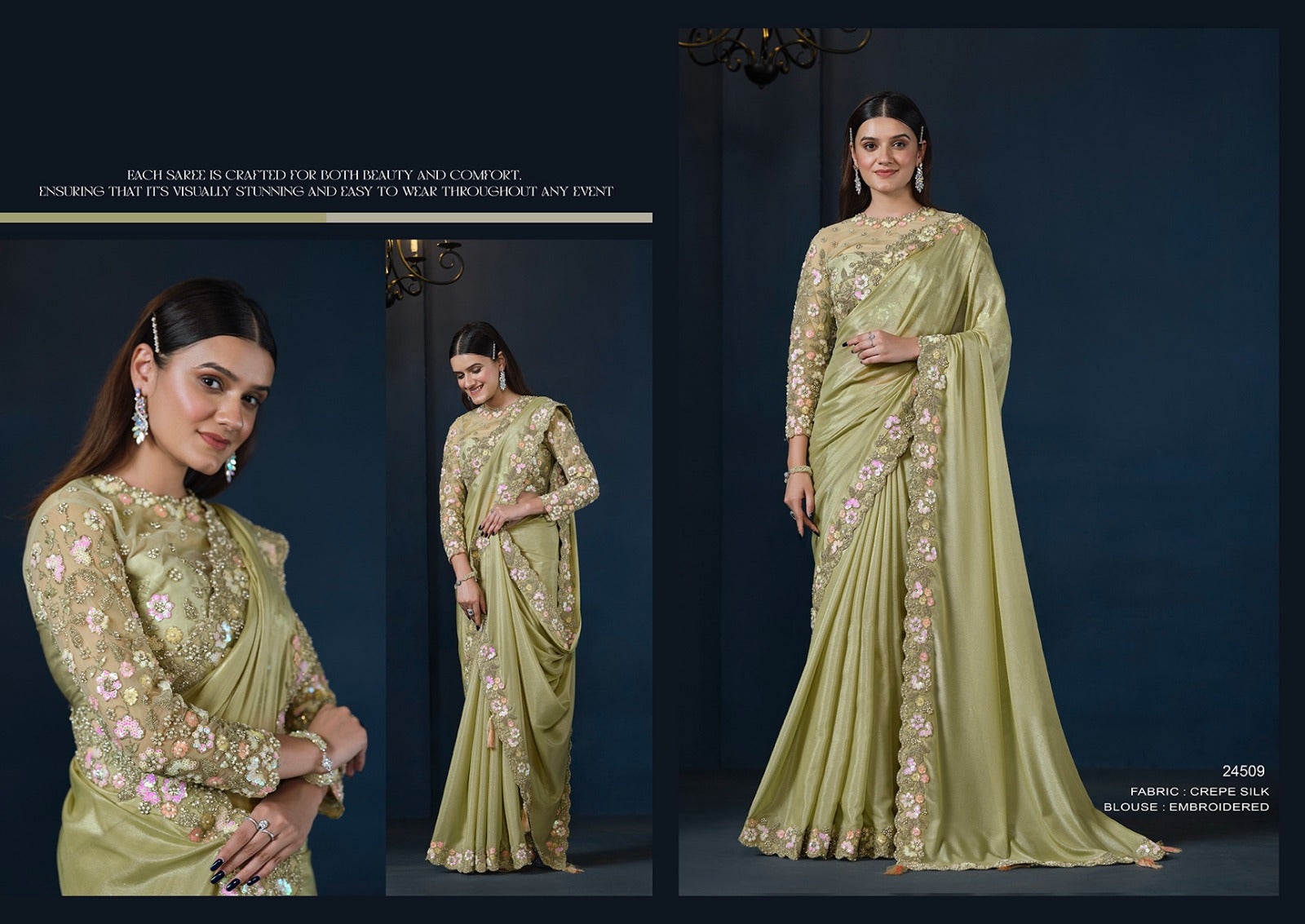 Olive Gold Gajji Silk Saree – Timeless Elegance & Luxurious Drape