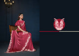 Royal Wine Red Satin Silk Saree – Timeless Elegance
