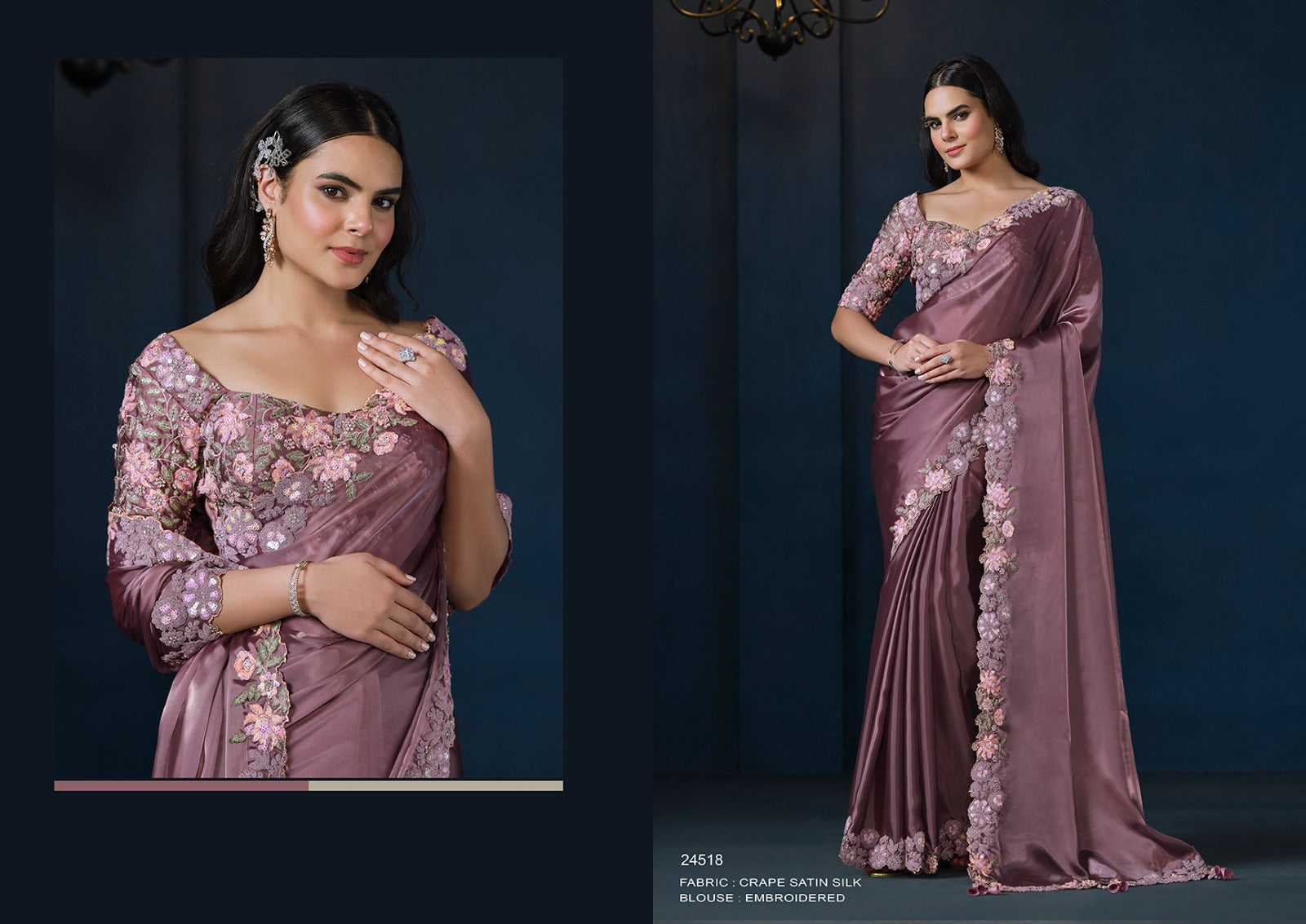 Royal Plum Satin Silk Saree – Timeless Elegance
