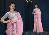 Blush Elegance Satin Silk Saree