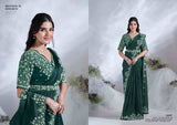 Elegant Bottle Green Ready-to-Wear Saree with Embroidered Blouse from www.fashionpur.com