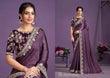 Purple Crepe Satin Silk Saree with Handwork & Diamond Sequin Embroidery from www.fashionpur.com